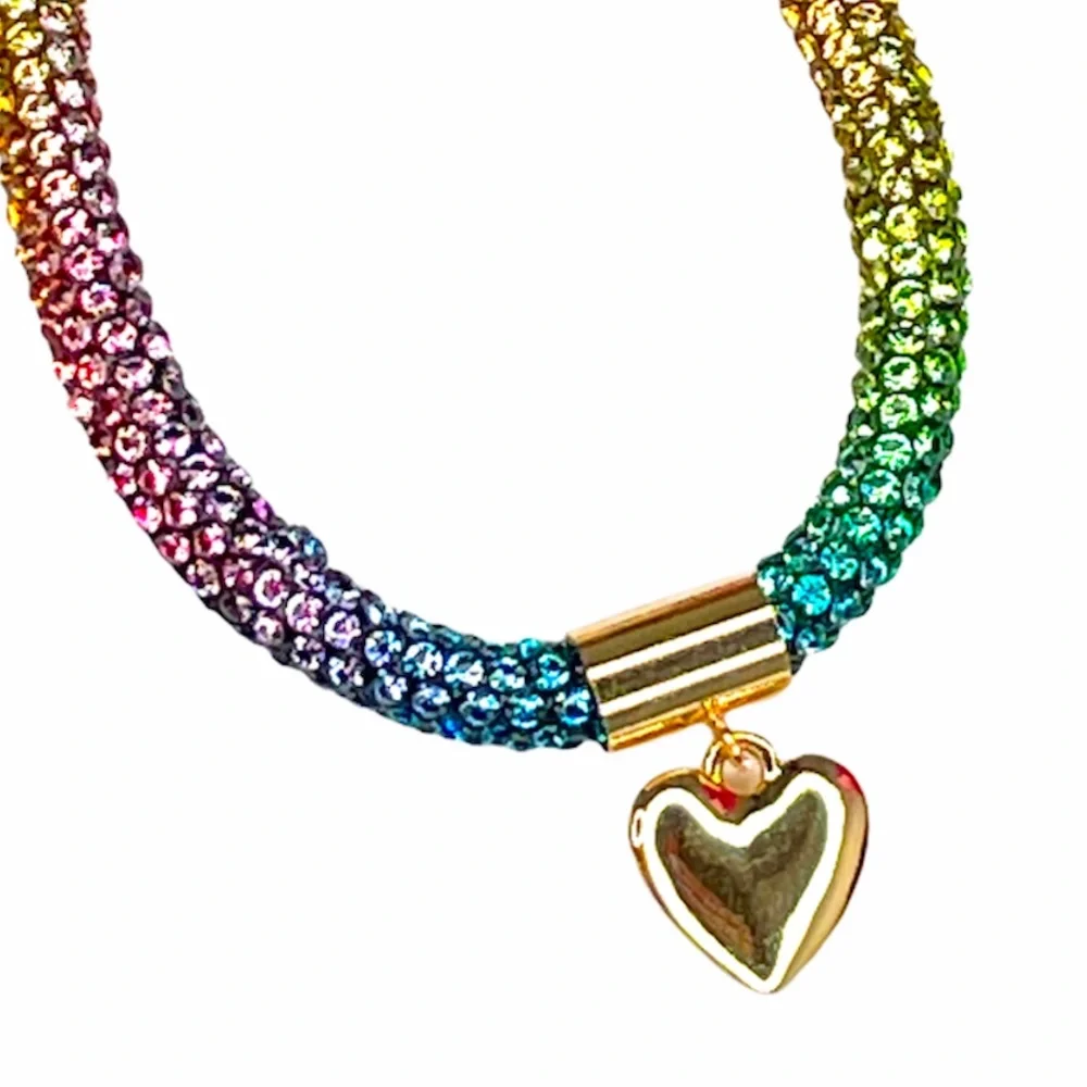 Betsey Johnson Rhinestone and Heart Bracelet, Gold